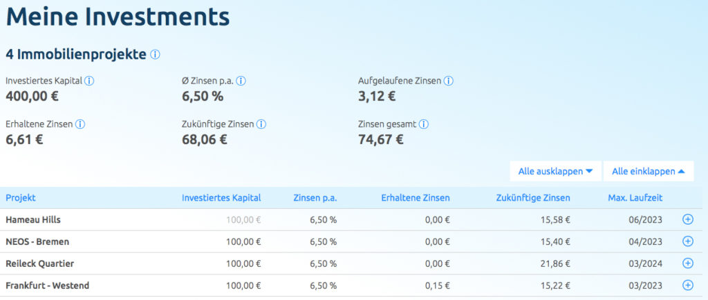 Investments bei Bergfürst Ende Januar 2021