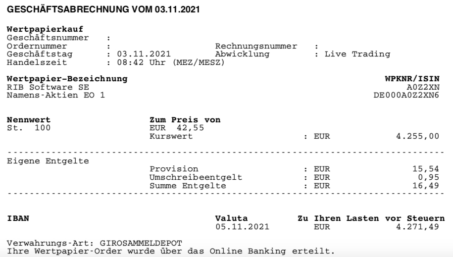 RIB Software Kauf im November 2021