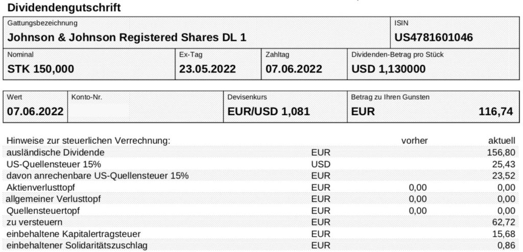 Dividende Johnson & Johnson im Juni 2022