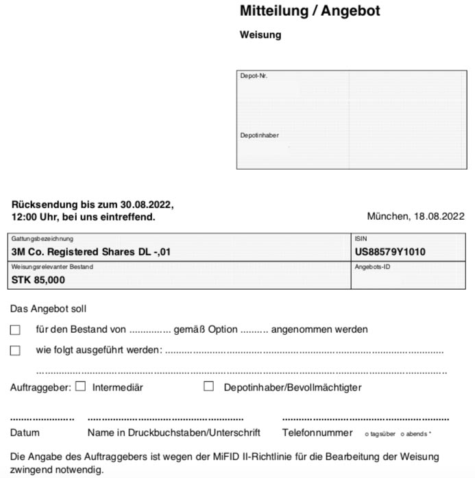 Umtauschangebot 3M in Neogen beim Smartbroker Weisung
