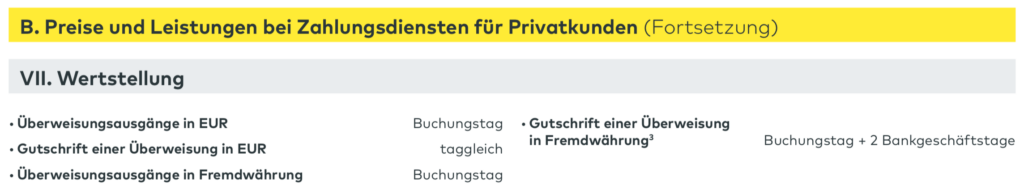 Pkt. VII des Preis- und Leistungsverzeichnis der comdirect