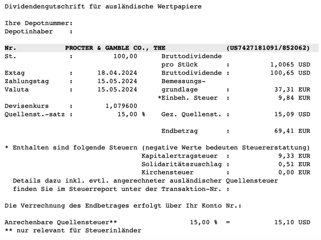 Dividende Procter & Gamble im Mai 2024