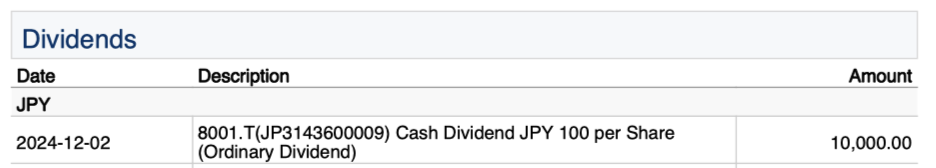 Itochu Bruttodividende Dezember 2024